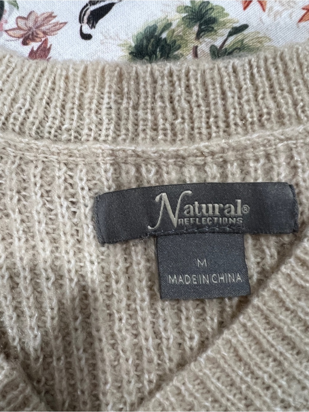 Natural Reflections V-Neck Sweater in Light Cream